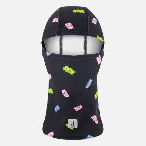 Brushed Jersey Balaclava Black Printed Gummy Bears