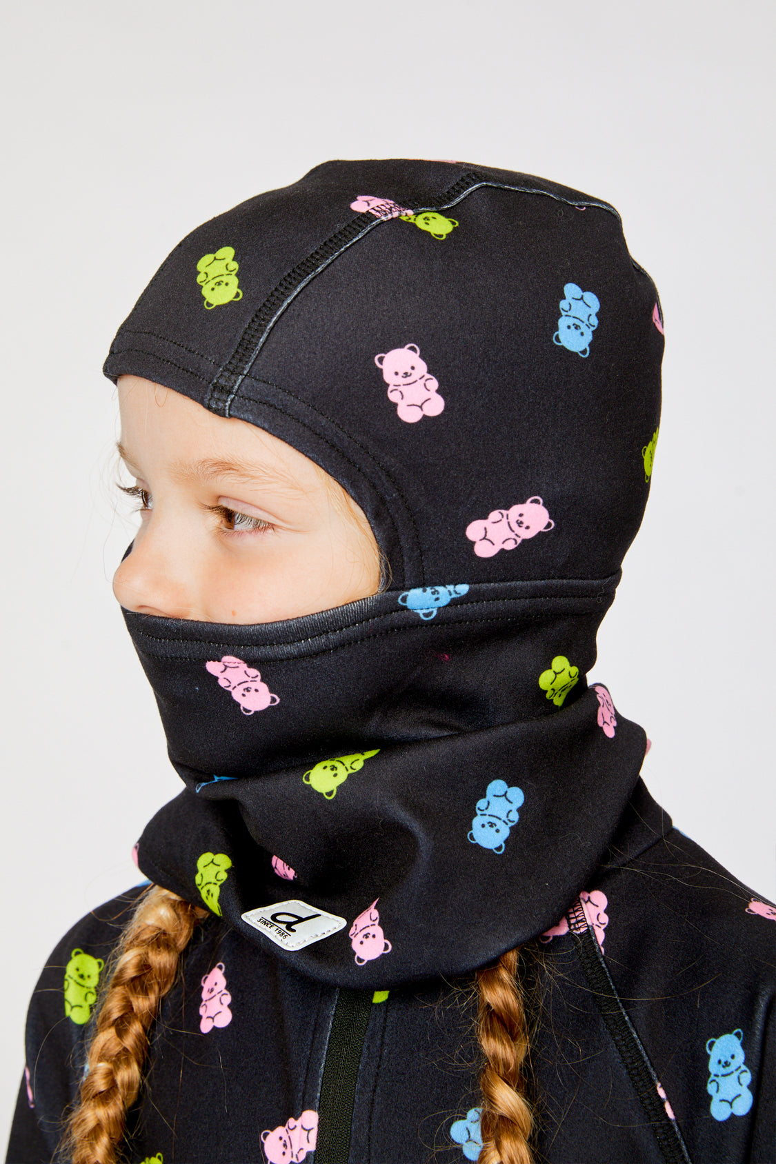 Brushed Jersey Balaclava Black Printed Gummy Bears - Image 2