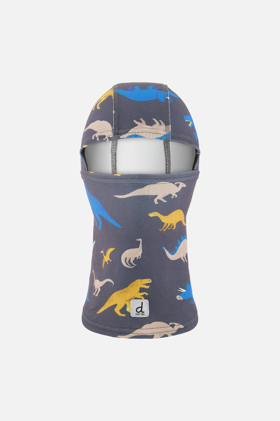 Brushed Jersey Balaclava Grey And Blue Dinosaur Print - Image 5