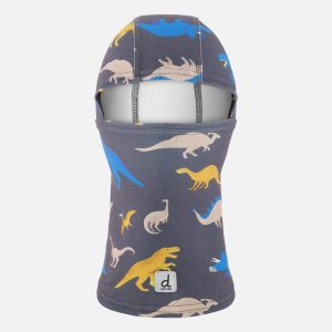 Brushed Jersey Balaclava Grey And Blue Dinosaur Print