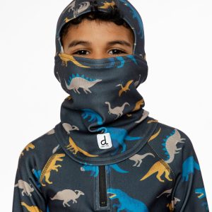 Alternative view of Brushed Jersey Balaclava Grey And Blue Dinosaur Print