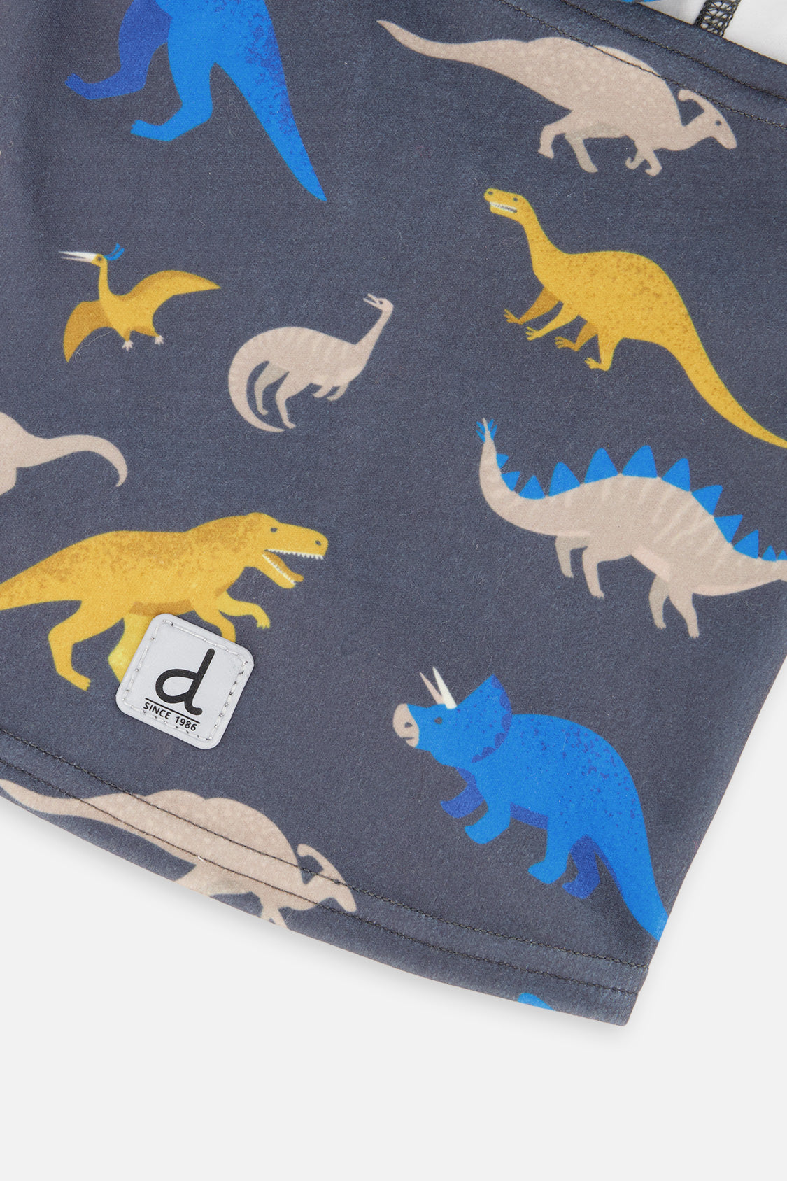 Brushed Jersey Balaclava Grey And Blue Dinosaur Print - Image 4