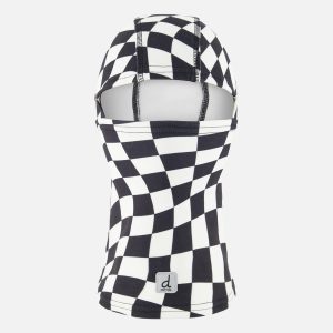 Brushed Jersey Balaclava White Checkered Print