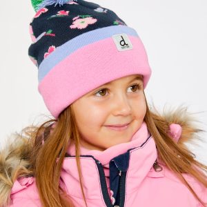 Alternative view of Winter Knit Hat With Pompom Blue Floral Print