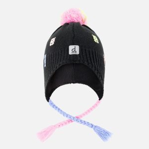 Winter Peruvian Knit Hat With Pompom Black, Pink, Blue And Green - Image 8