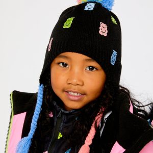 Winter Peruvian Knit Hat With Pompom Black, Pink, Blue And Green - Image 3