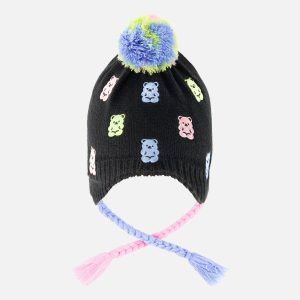Winter Peruvian Knit Hat With Pompom Black, Pink, Blue And Green - Image 4