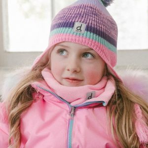 Alternative view of Winter Peruvian Knit Hat With Pompom Mauve And Blue Jacquard