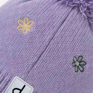 Winter Peruvian Knit Hat Violet With Pompom - Image 3