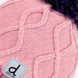 Baby Winter Peruvian Knit Hat With Pompom Pink And Mauve - Image 3