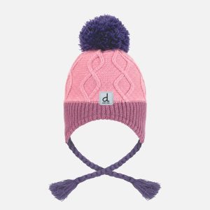 Alternative view of Winter Peruvian Knit Hat With Pompom Pink And Mauve