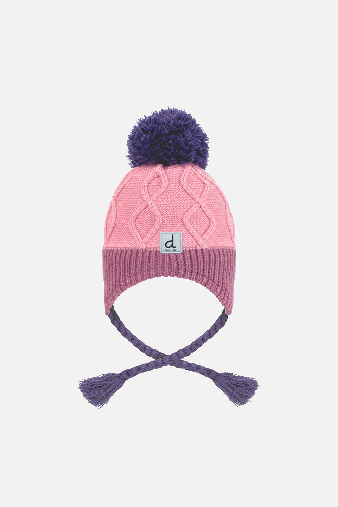 Winter Peruvian Knit Hat With Pompom Pink And Mauve - Image 2