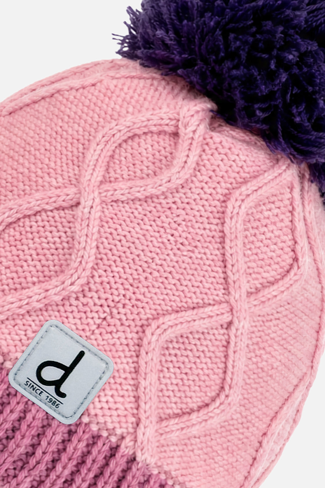 Winter Peruvian Knit Hat With Pompom Pink And Mauve - Image 3