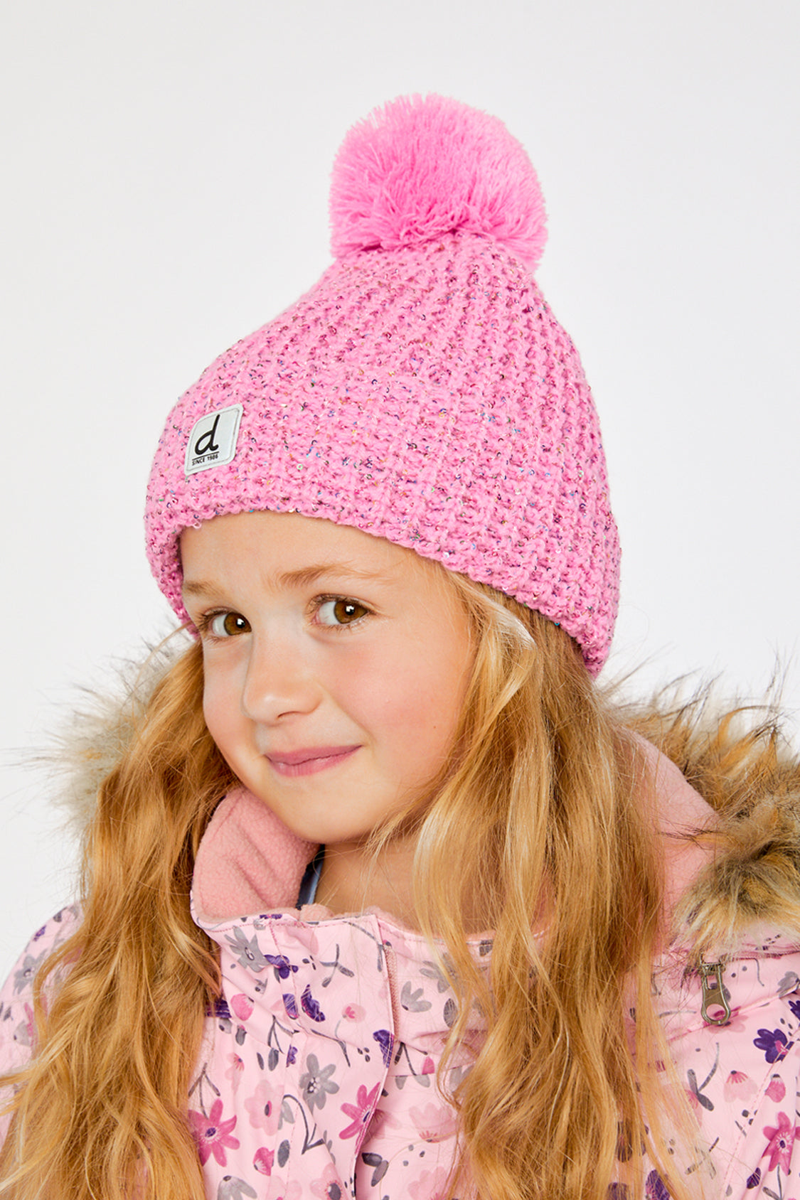 Winter Knit Hat With Pompom Pink - Image 2
