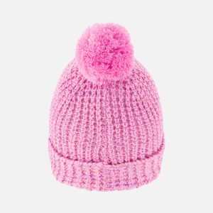 Winter Knit Hat With Pompom Pink - Image 3