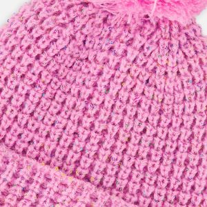 Winter Knit Hat With Pompom Pink - Image 4