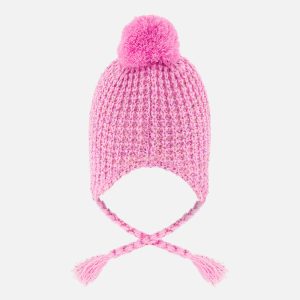 Winter Peruvian Knit Hat With Pompom Pink Multicolored Details - Image 3