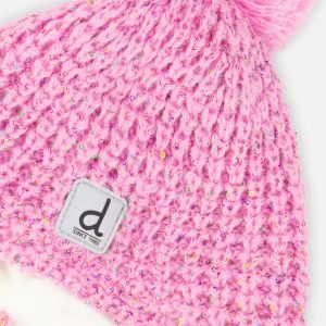 Winter Peruvian Knit Hat With Pompom Pink Multicolored Details - Image 4