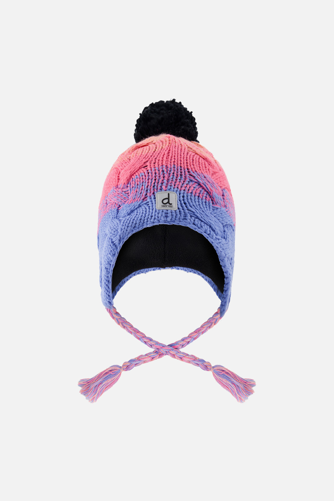 Winter Peruvian Knit Hat With Pompom Blue And Pink Gradient - Image 6