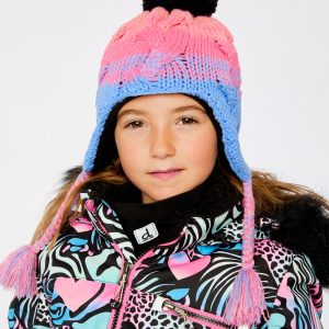 Alternative view of Winter Peruvian Knit Hat With Pompom Blue And Pink Gradient