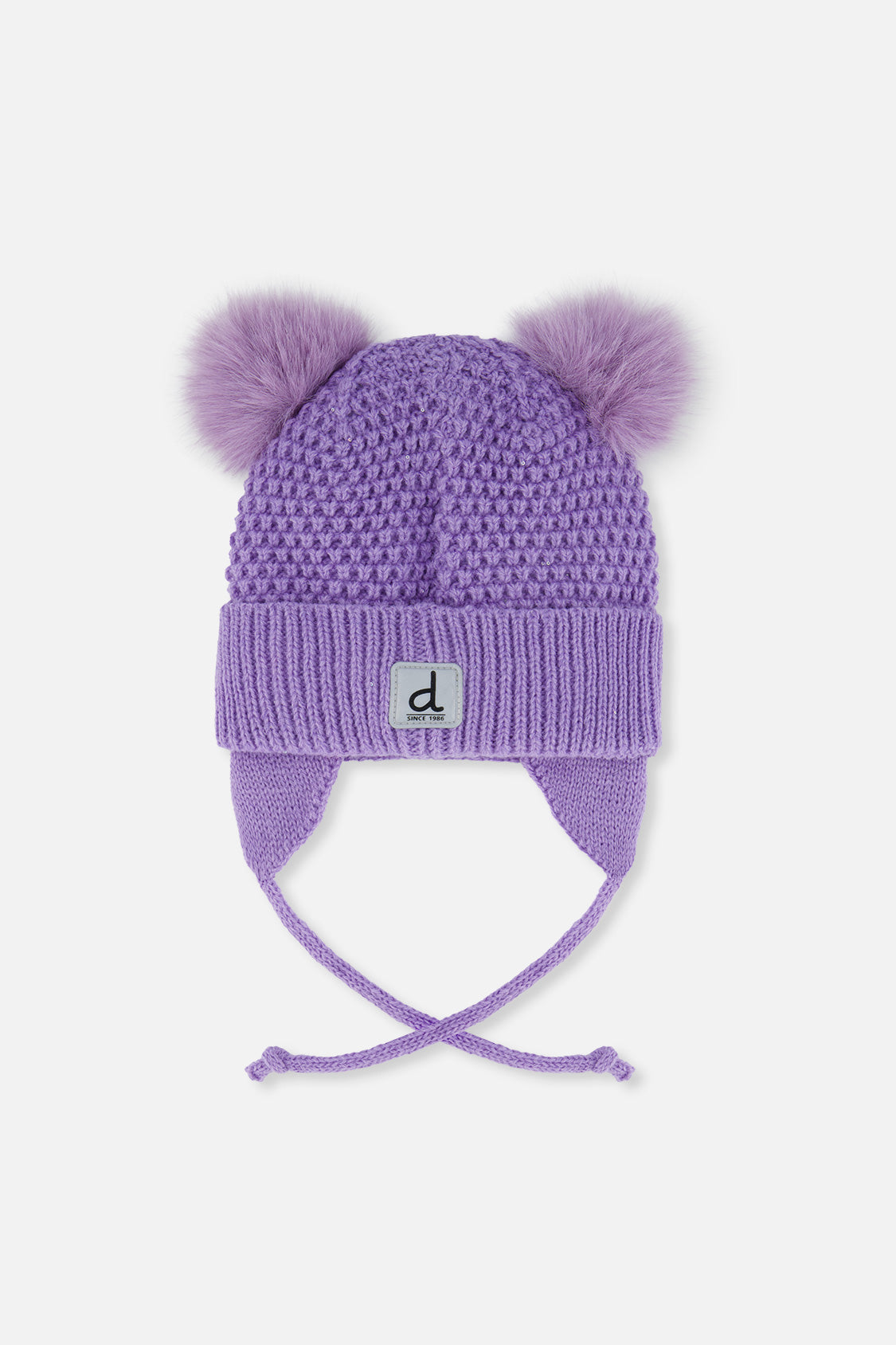 Baby Winter Knit Hat With Ears Violet - Image 2