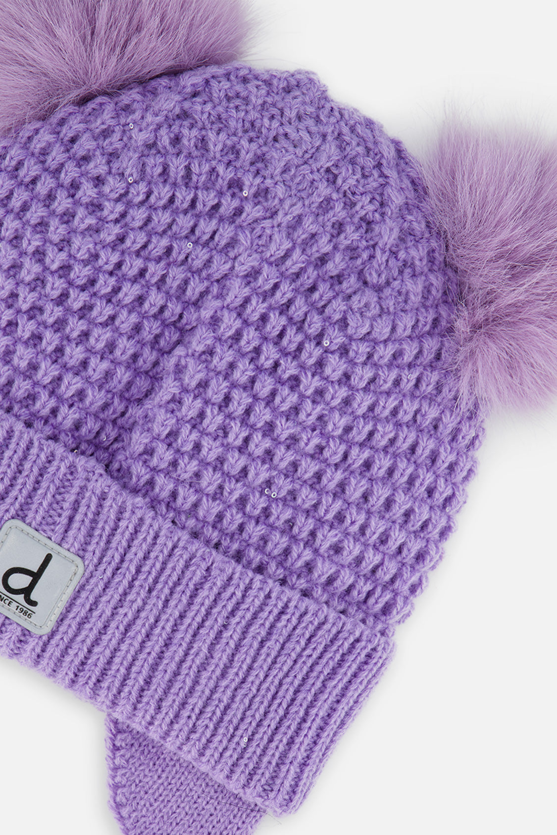 Baby Winter Knit Hat With Ears Violet - Image 3