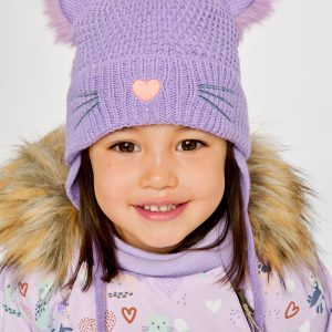 Alternative view of Winter Knit Hat With Ears Violet