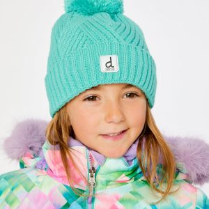 Alternative view of Winter Knit Hat With Pompom Turquoise Blue