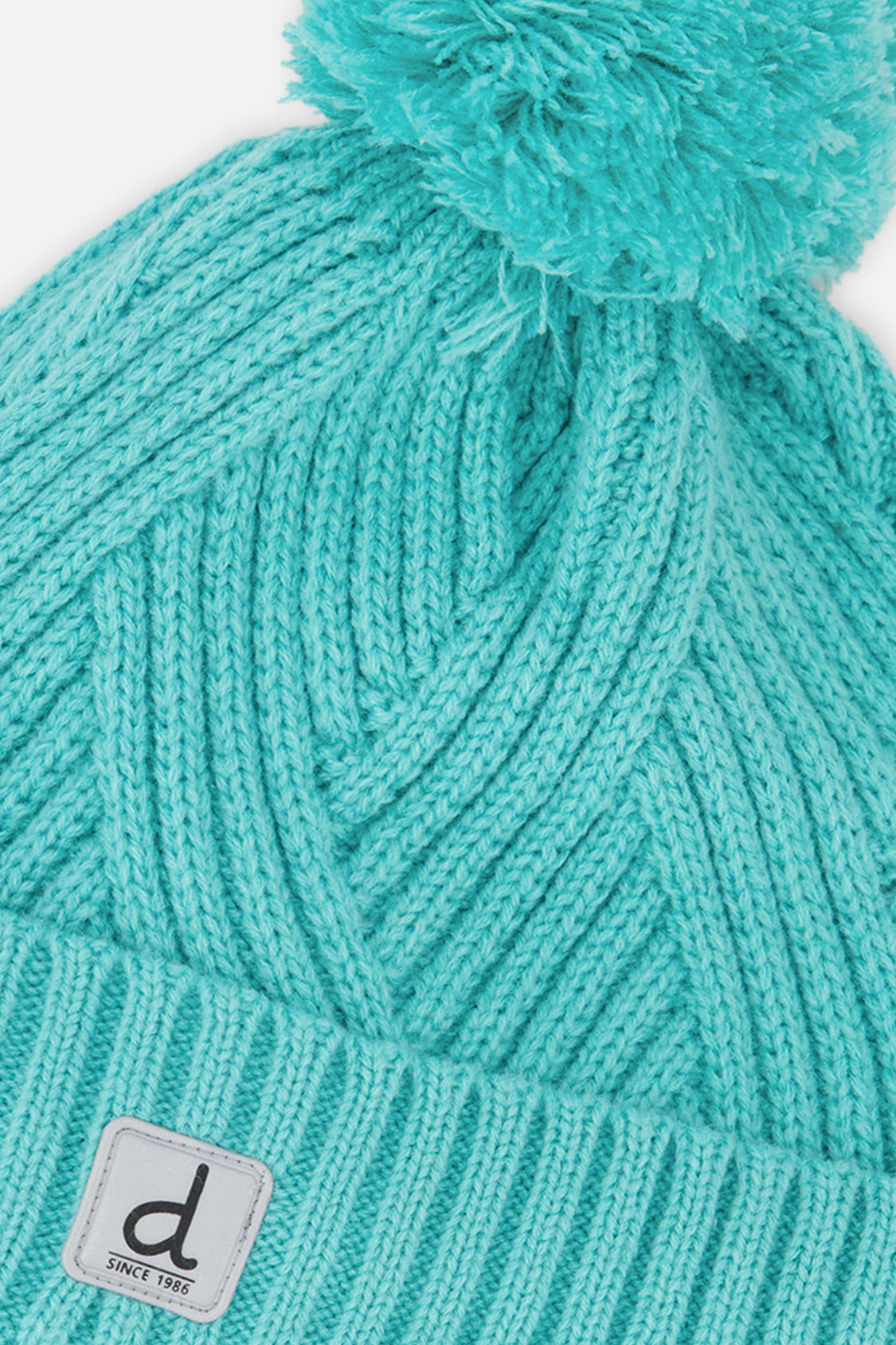 Winter Knit Hat With Pompom Turquoise Blue - Image 4