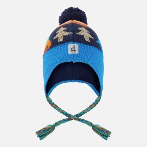 Winter Peruvian Knit Hat With Pompom Blue Dinosaur Print - Image 8