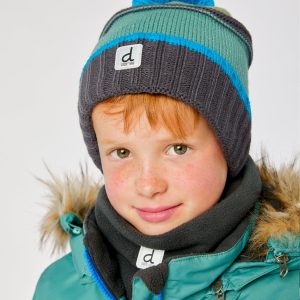 Winter Knit Hat With Pompom Blue And Grey Knitwear - Image 3