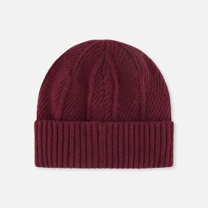 Winter Knit Hat Burgundy - Image 3