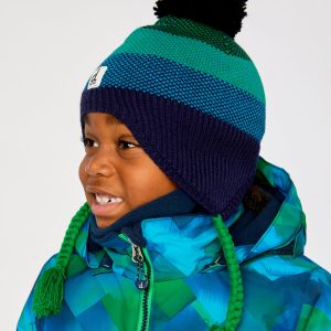 Alternative view of Winter Peruvian Knit Hat With Pompom Blue And Green Knit