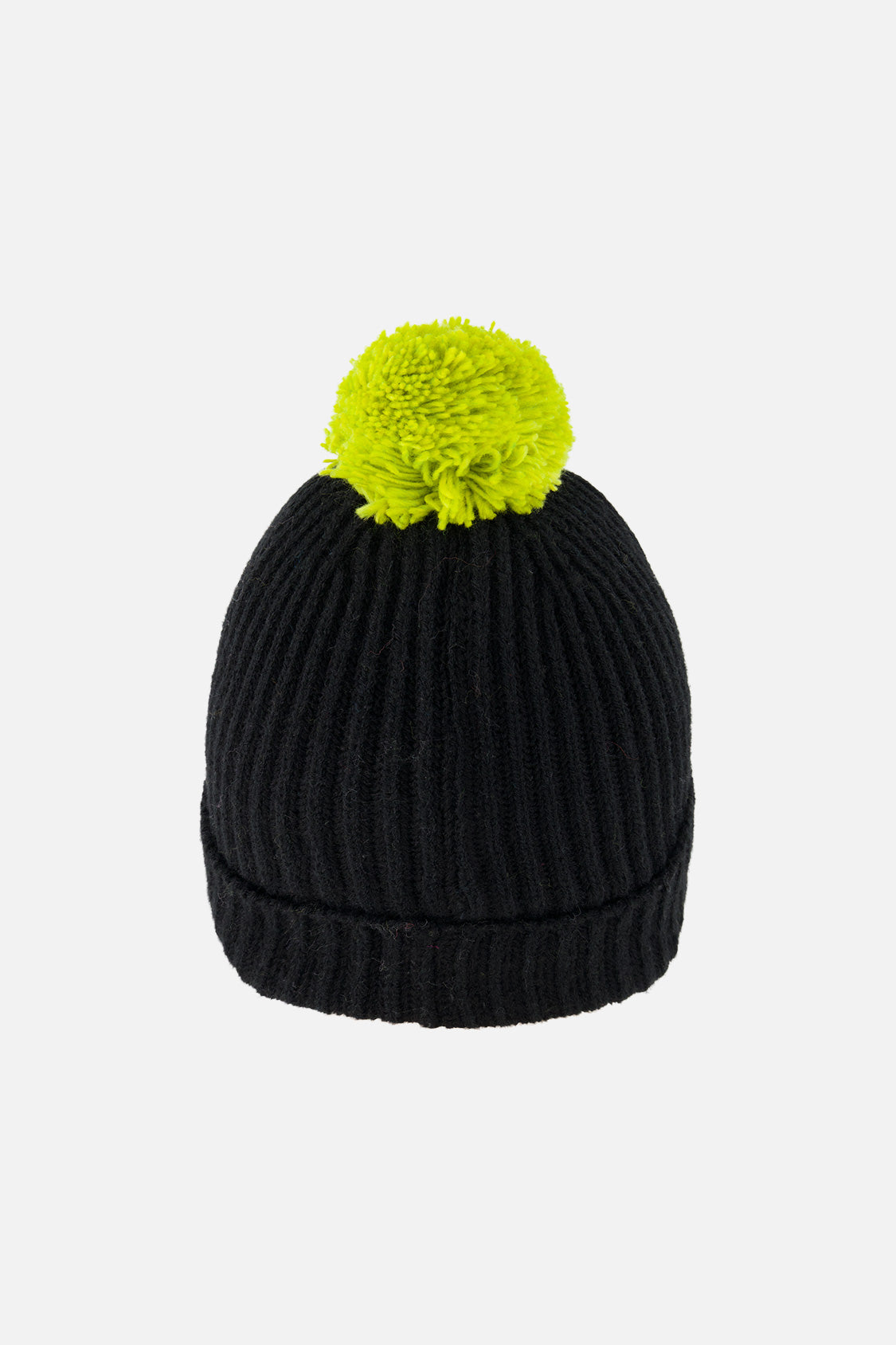 Winter Knit Hat With Pompom Black And Green - Image 3