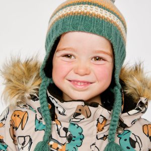 Alternative view of Winter Peruvian Knit Hat With Pompom Beige And Green Jacquard