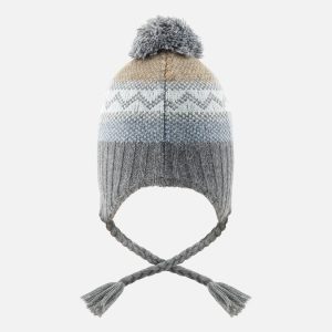 Alternative view of Baby Winter Peruvian Knit Hat With Pompom Grey And Blue Fair Isle