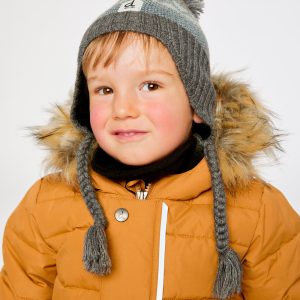 Alternative view of Winter Peruvian Knit Hat With Pompom Grey And Blue Fair Isle