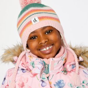 Alternative view of Winter Peruvian Knit Hat With Pompom Pink And Green Jacquard