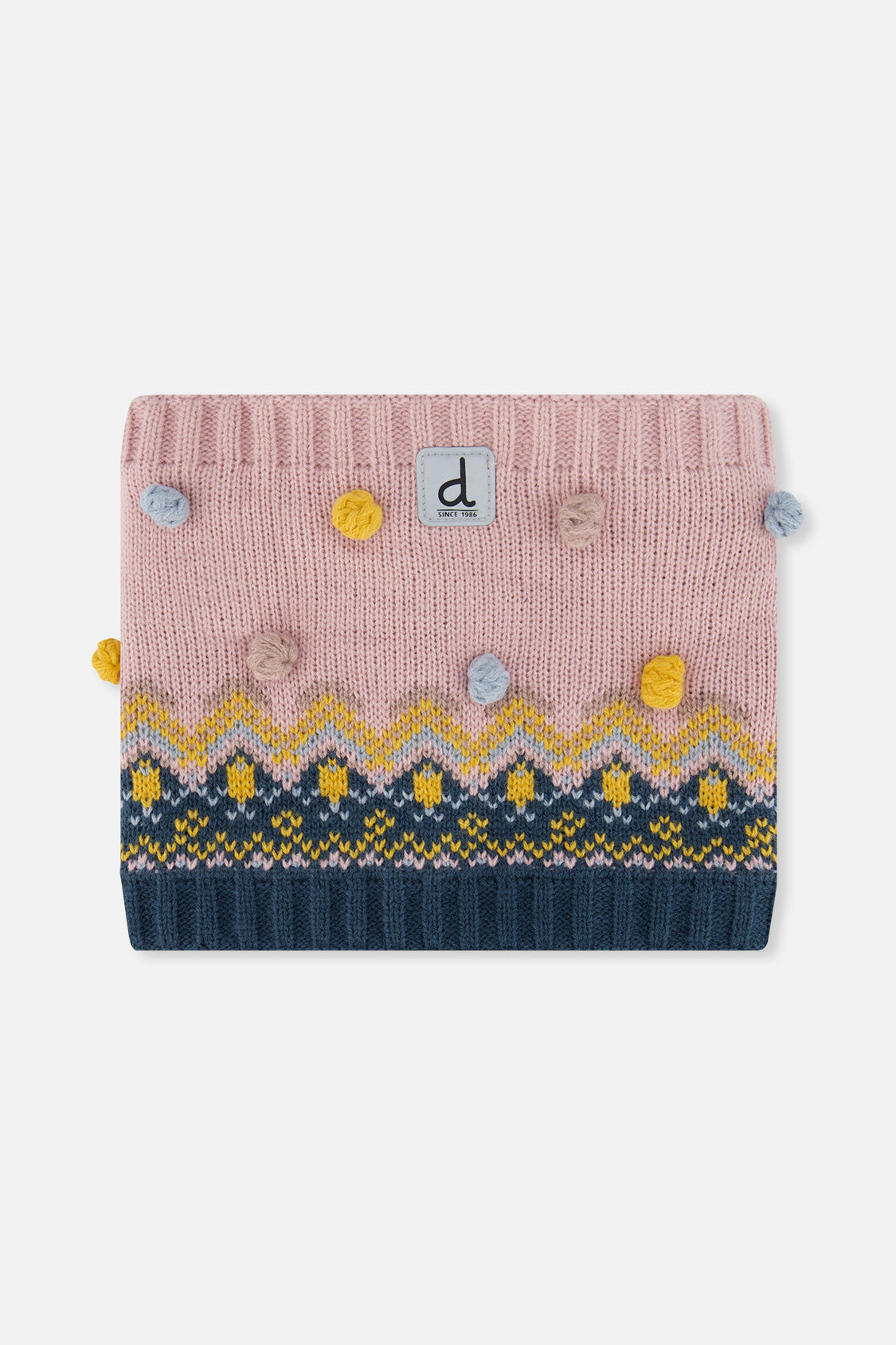 Winter Knit Neckwarmer Pink And Blue Jacquard - Image 6