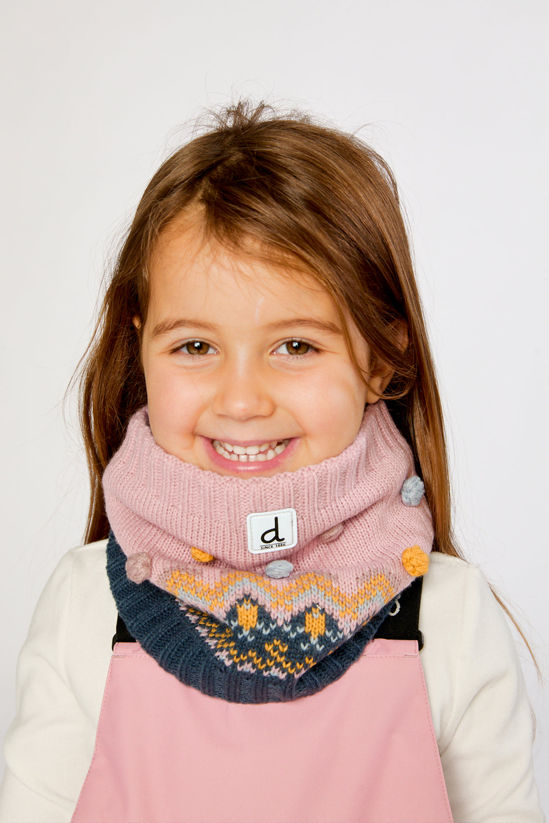 Winter Knit Neckwarmer Pink And Blue Jacquard - Image 2