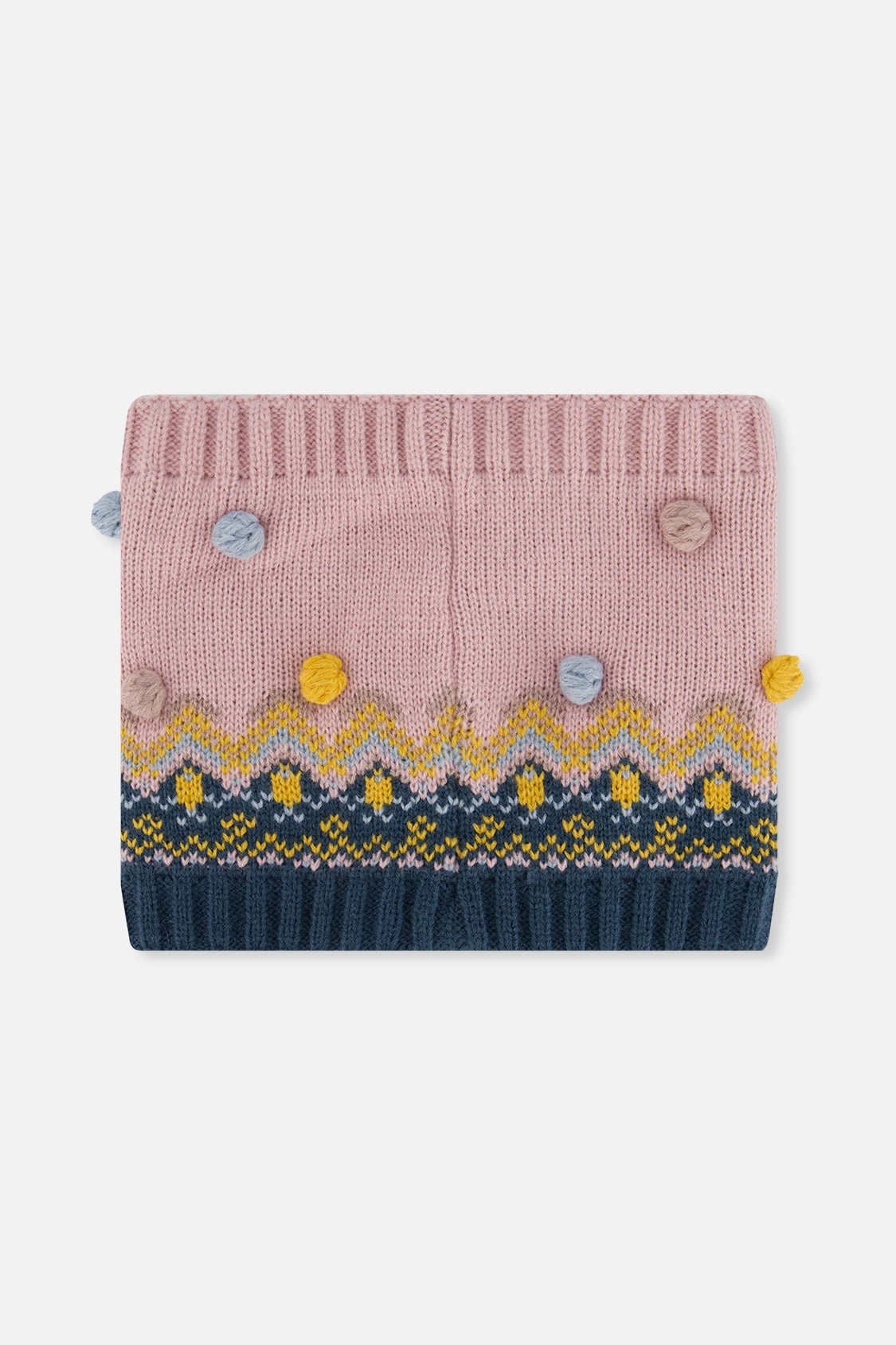 Winter Knit Neckwarmer Pink And Blue Jacquard - Image 3