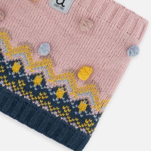 Winter Knit Neckwarmer Pink And Blue Jacquard - Image 4