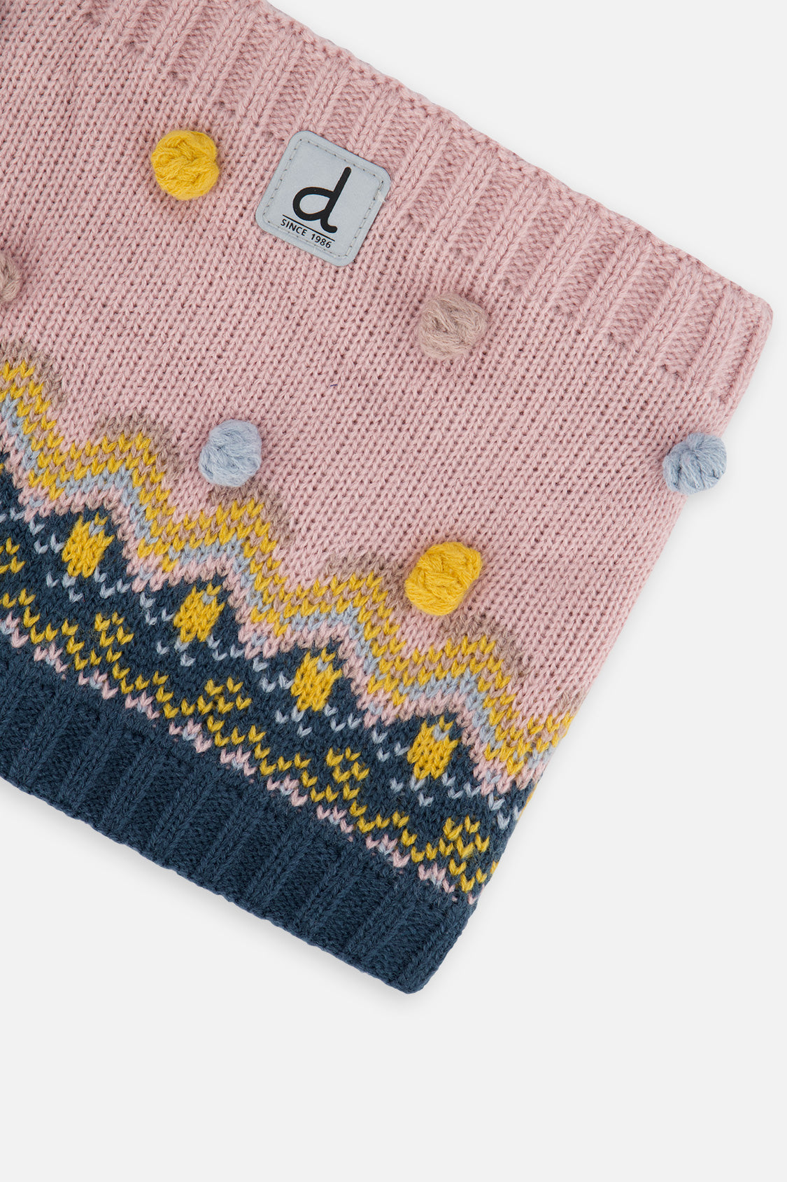 Winter Knit Neckwarmer Pink And Blue Jacquard - Image 4