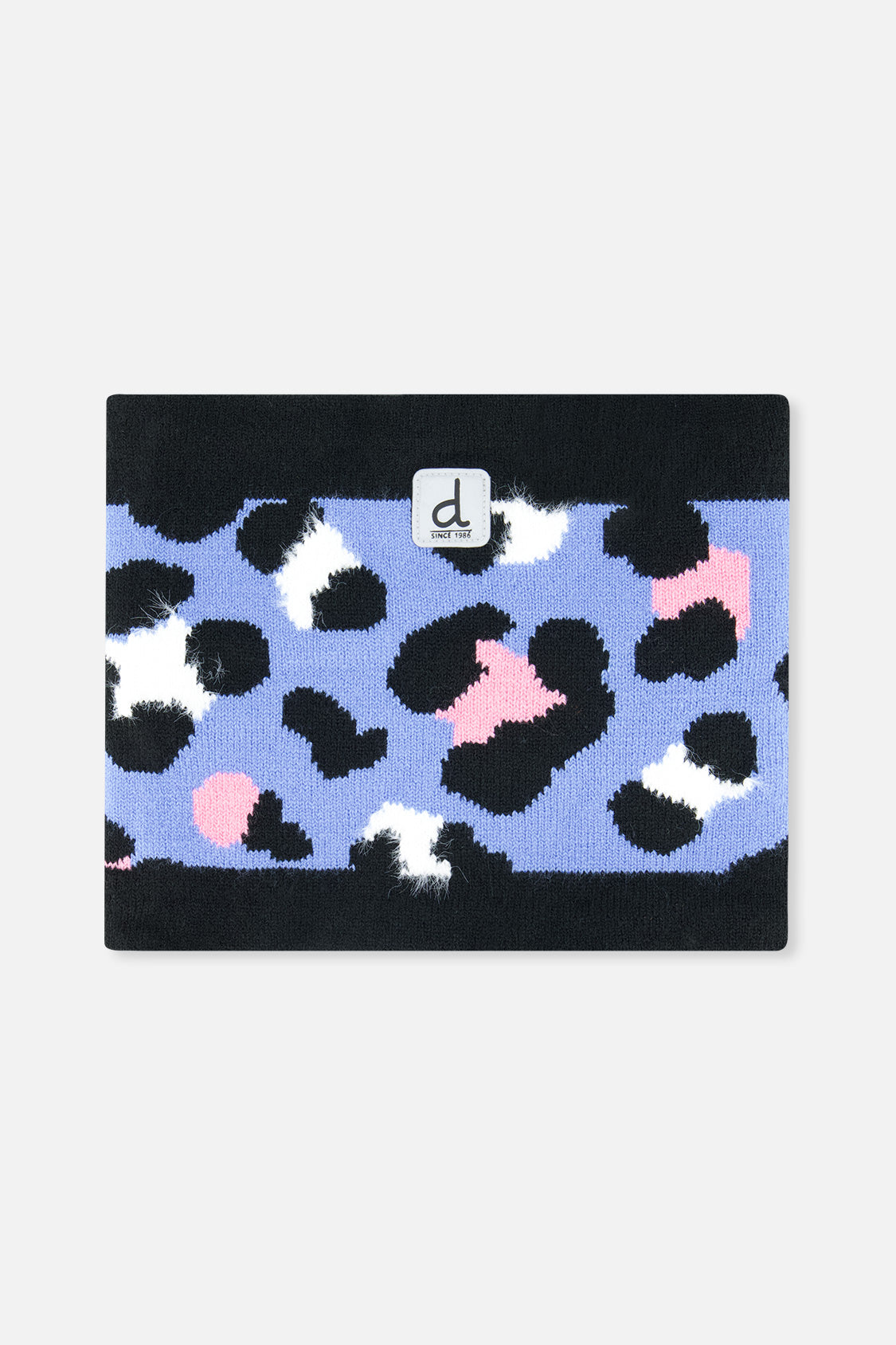 Winter Knit Neckwarmer Blue Leopard Print - Image 5