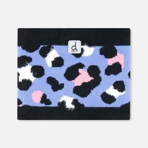 Winter Knit Neckwarmer Blue Leopard Print