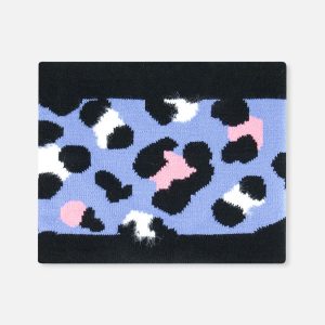 Winter Knit Neckwarmer Blue Leopard Print - Image 3