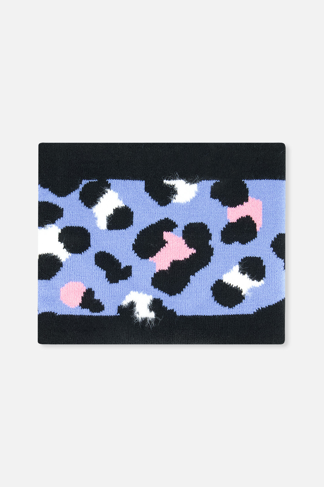 Winter Knit Neckwarmer Blue Leopard Print - Image 3