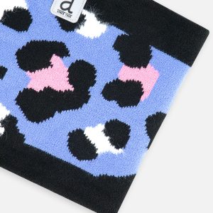Winter Knit Neckwarmer Blue Leopard Print - Image 4
