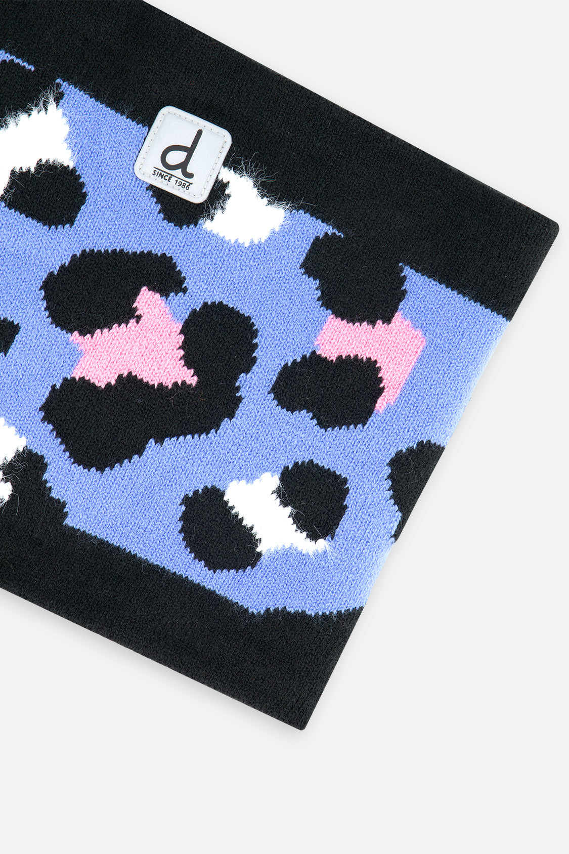Winter Knit Neckwarmer Blue Leopard Print - Image 4