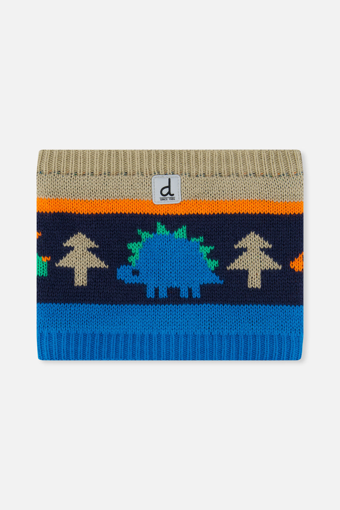 Winter Knit Neckwarmer Blue Dinosaur Print - Image 6
